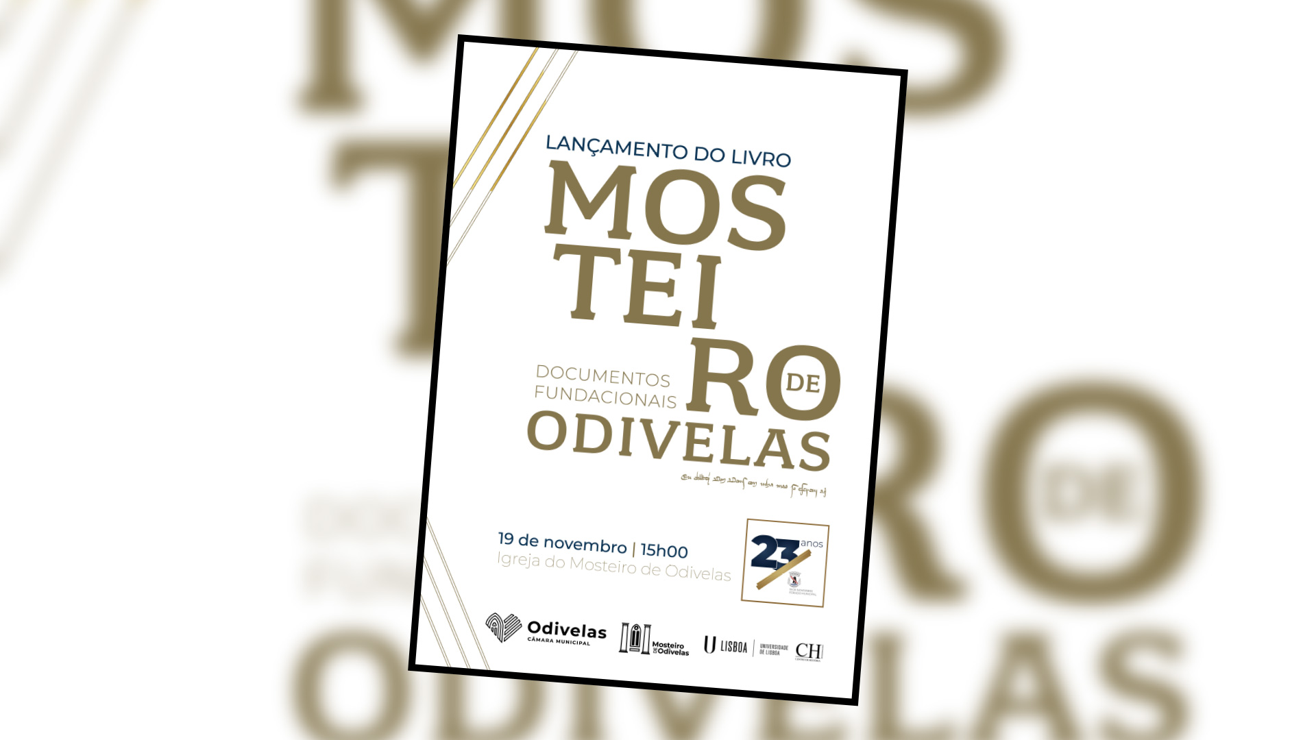 Lançamento de livro e de Inteiro Postal, a 19 de novembro, na Igreja do Mosteiro de Odivelas